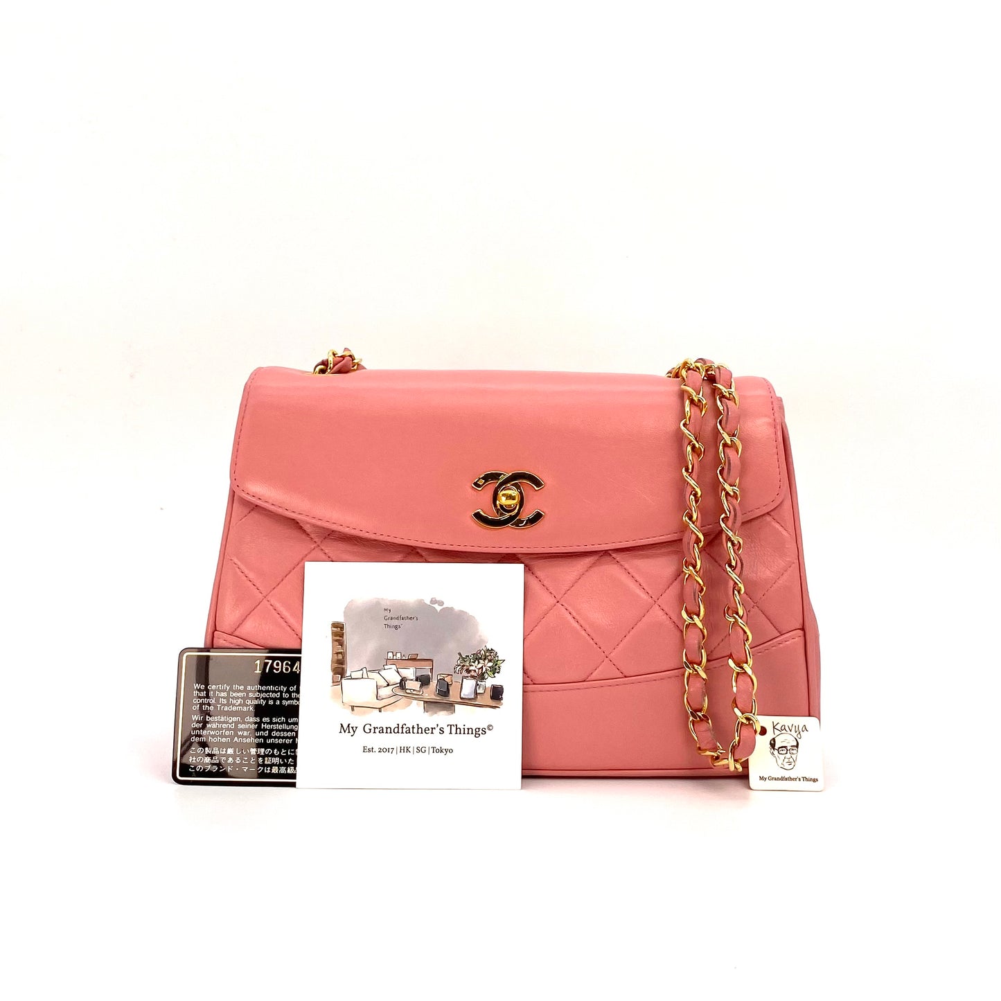Kavya, 1 Series Trapezoid Pink Lambskin with seal and card