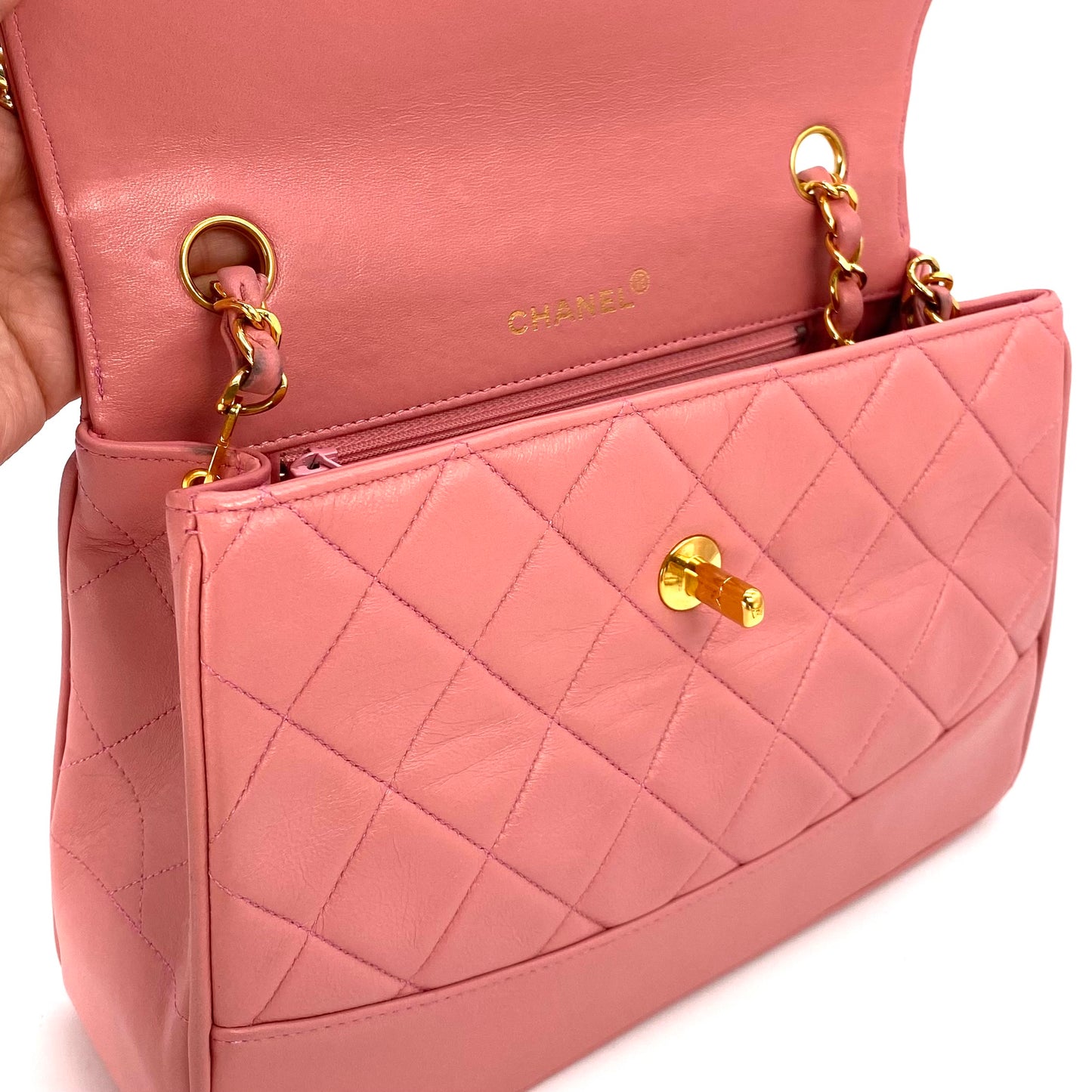 Kavya, 1 Series Trapezoid Pink Lambskin with seal and card