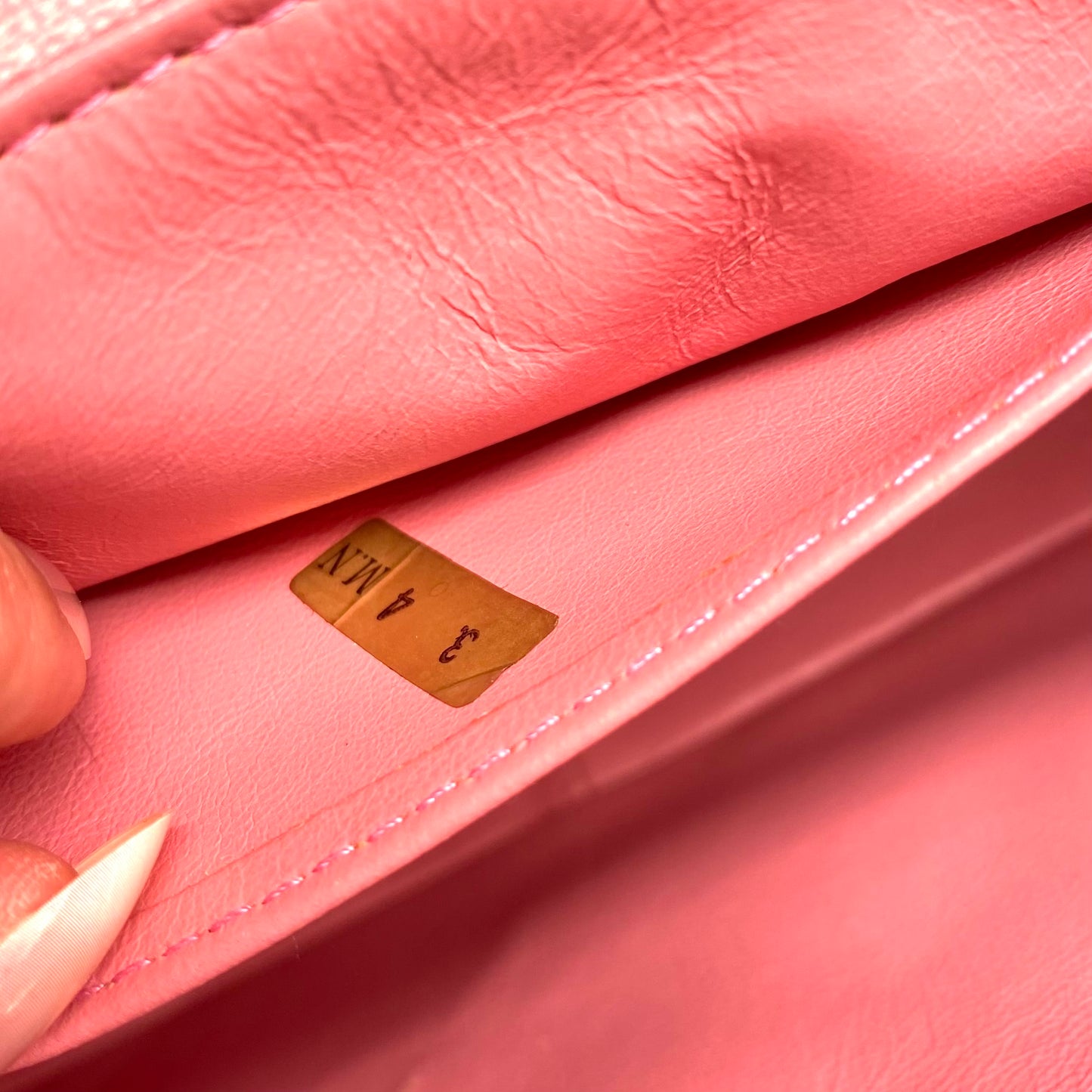 Kavya, 1 Series Trapezoid Pink Lambskin with seal and card