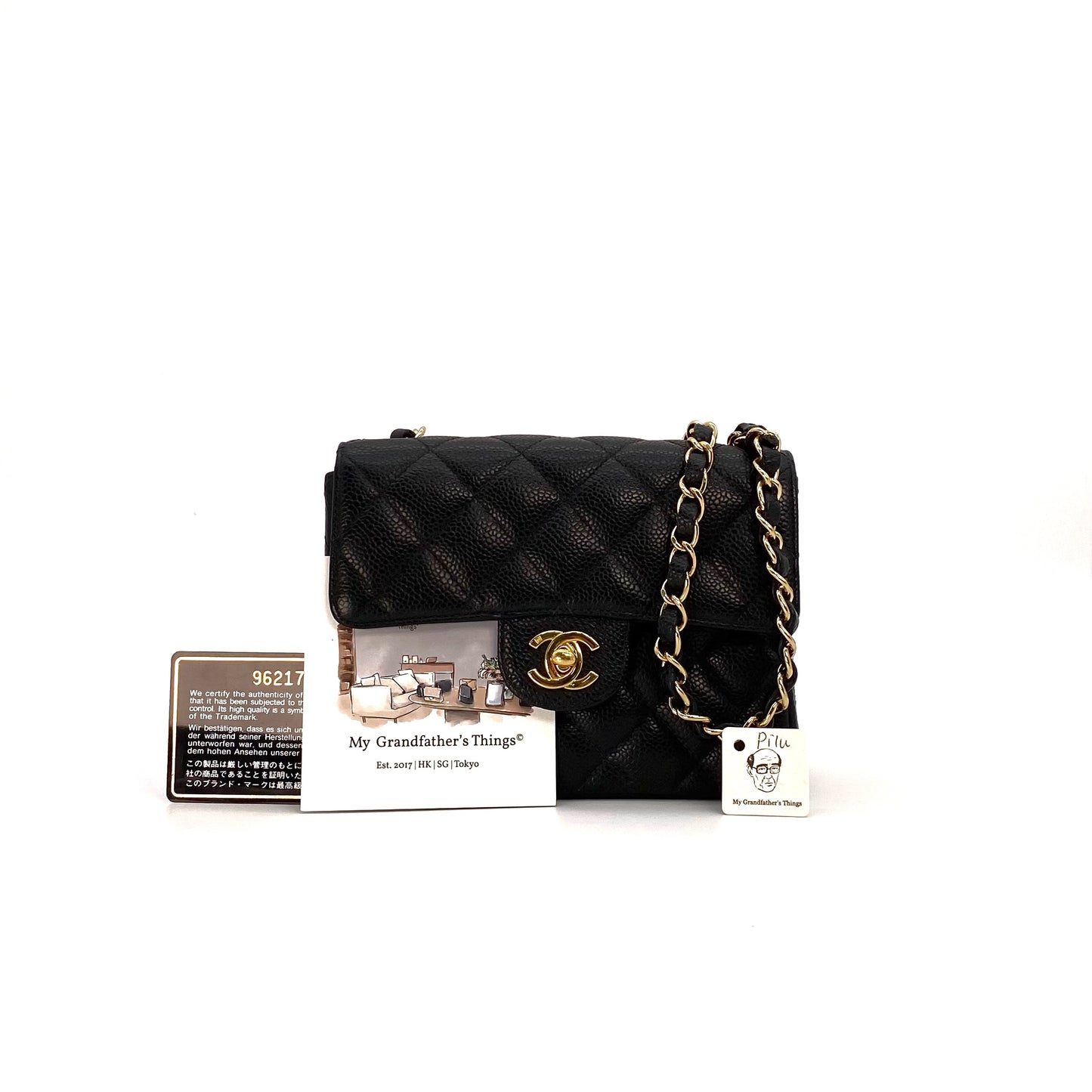 Pilu, 9 Series Mini Square 17cm Black Caviar with seal and card