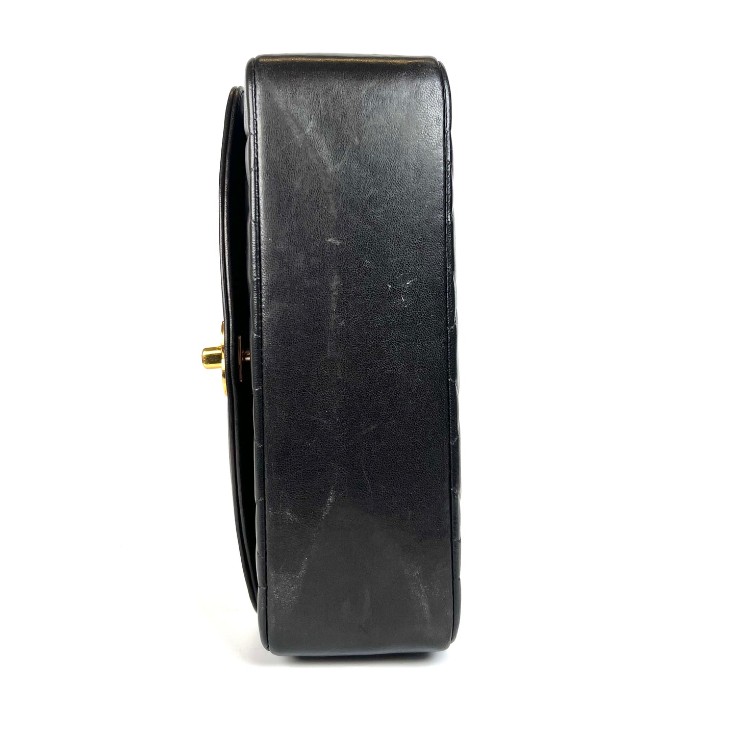 Miranda Sr, Vintage Authentic Chanel 2 series small black lambskin diana with seal only