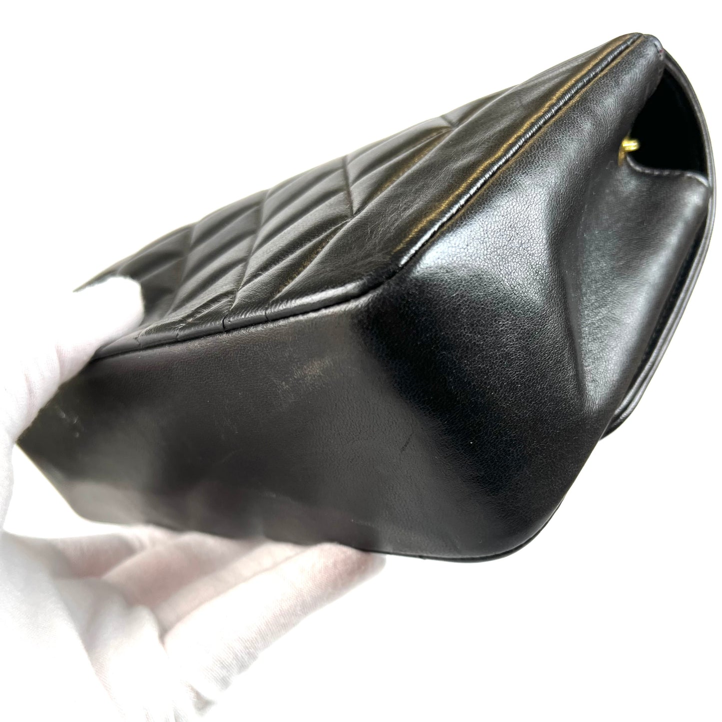 Miranda Sr, Vintage Authentic Chanel 2 series small black lambskin diana with seal only