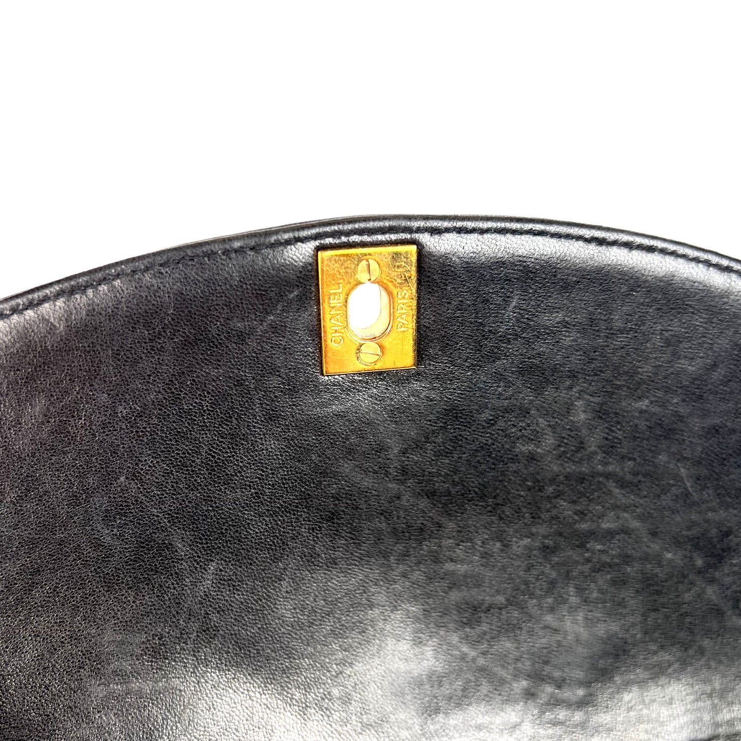 Miranda Sr, Vintage Authentic Chanel 2 series small black lambskin diana with seal only