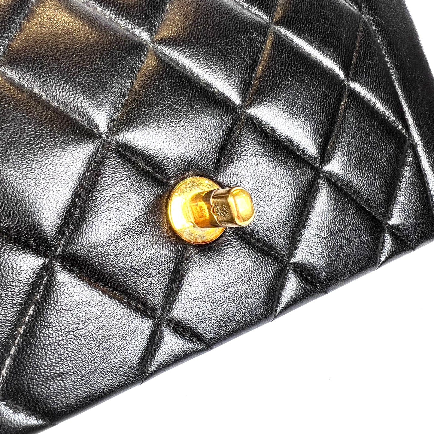 Miranda Sr, Vintage Authentic Chanel 2 series small black lambskin diana with seal only