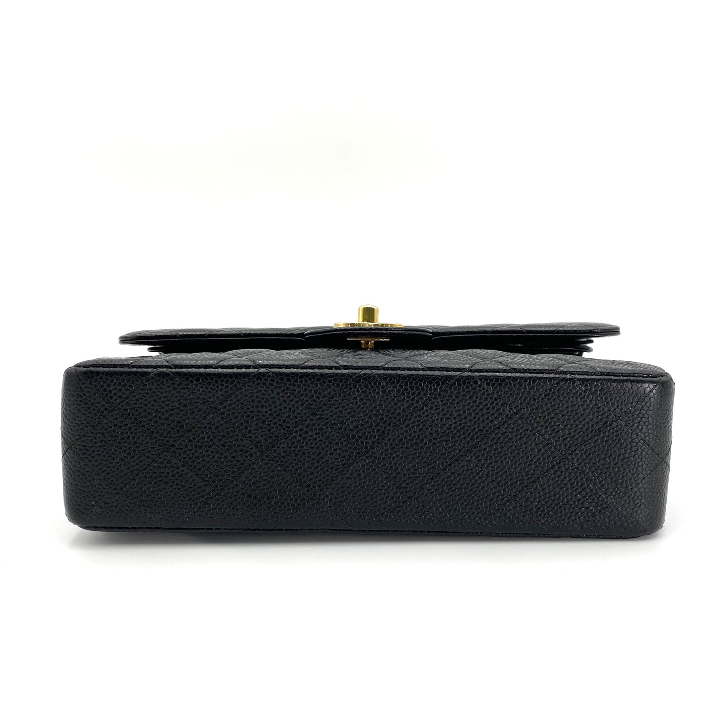 Steffan, Vintage Authentic Chanel 9 series medium classic flap black caviar with seal and card