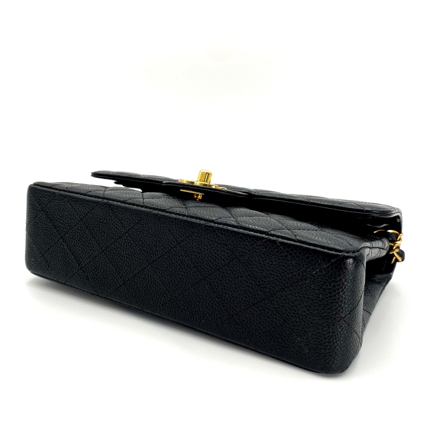 Steffan, Vintage Authentic Chanel 9 series medium classic flap black caviar with seal and card