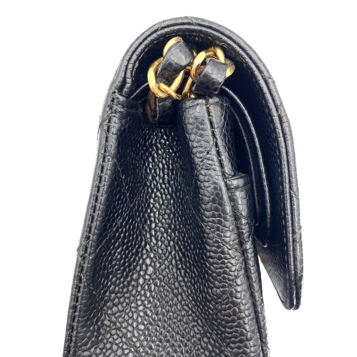 Steffan, Vintage Authentic Chanel 9 series medium classic flap black caviar with seal and card
