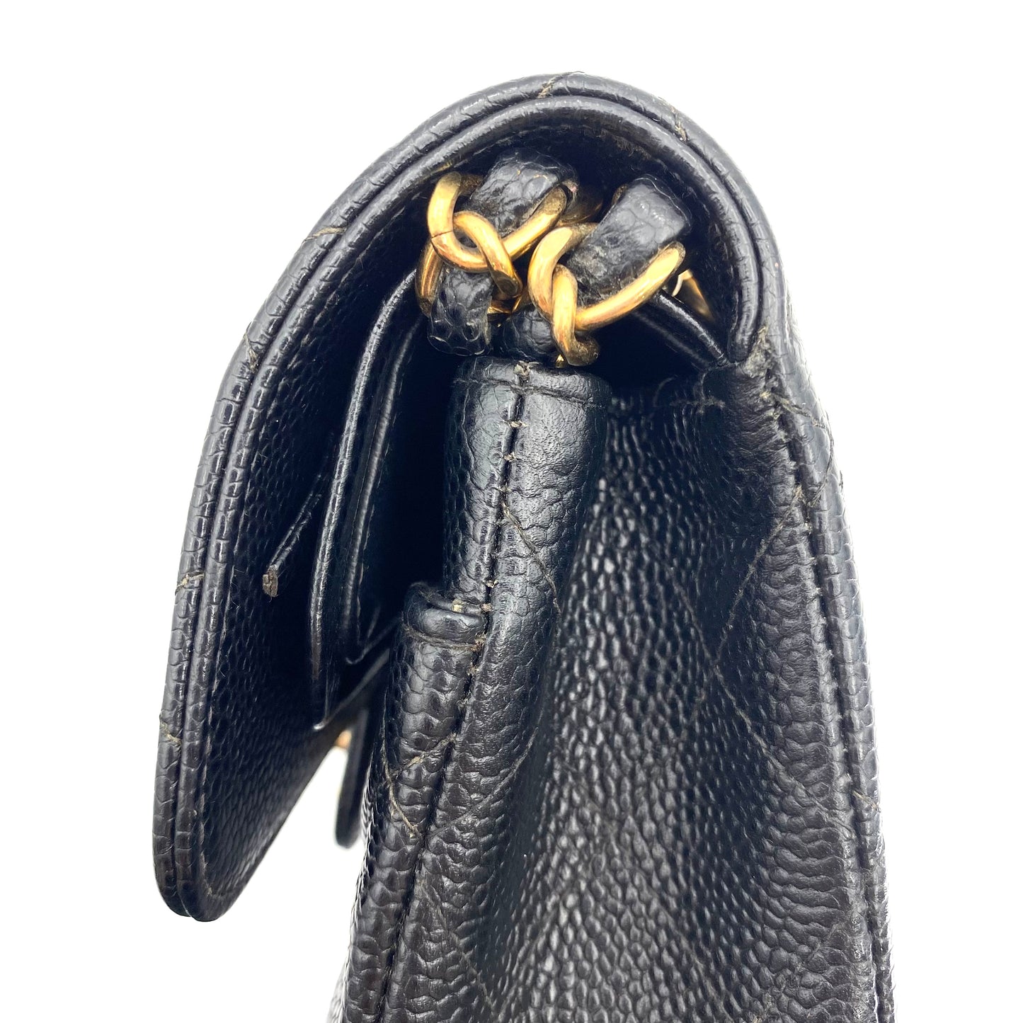 Steffan, Vintage Authentic Chanel 9 series medium classic flap black caviar with seal and card