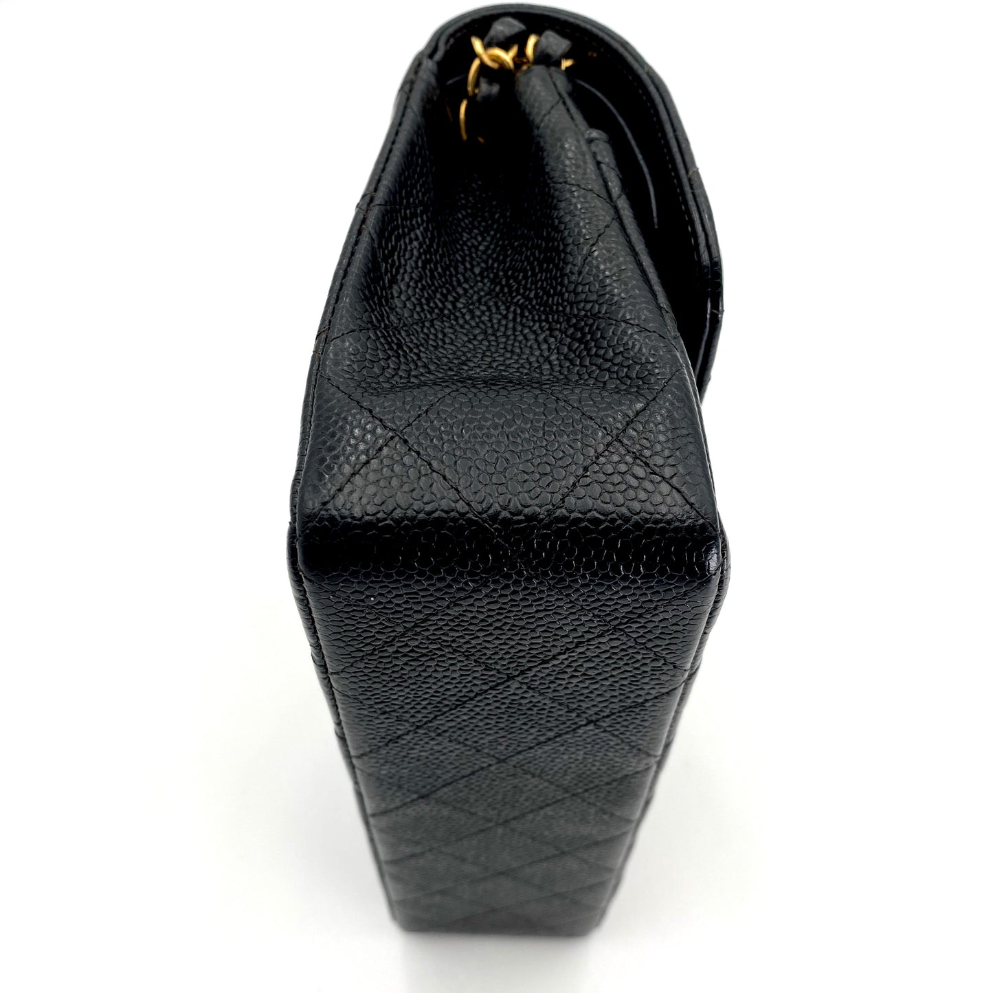 Steffan, Vintage Authentic Chanel 9 series medium classic flap black caviar with seal and card
