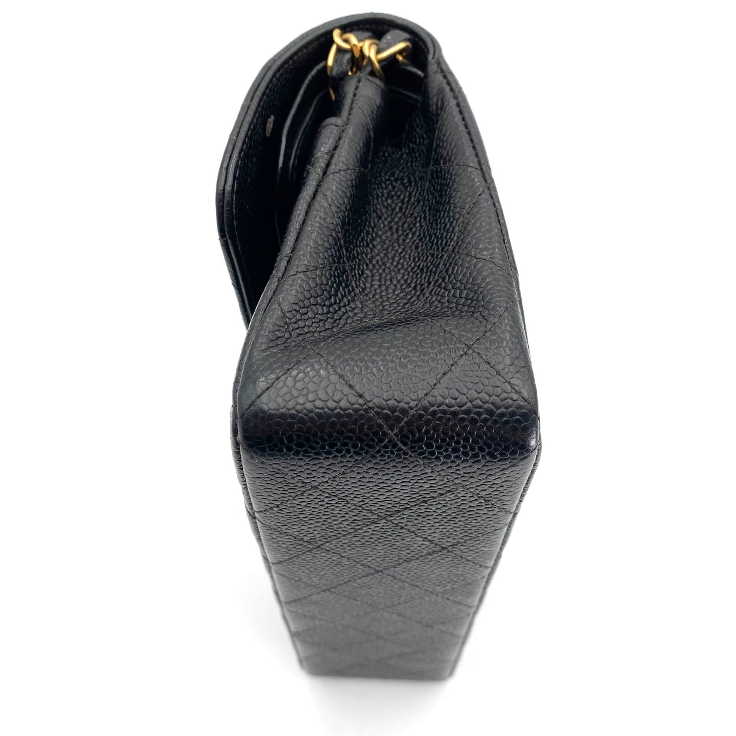 Steffan, Vintage Authentic Chanel 9 series medium classic flap black caviar with seal and card