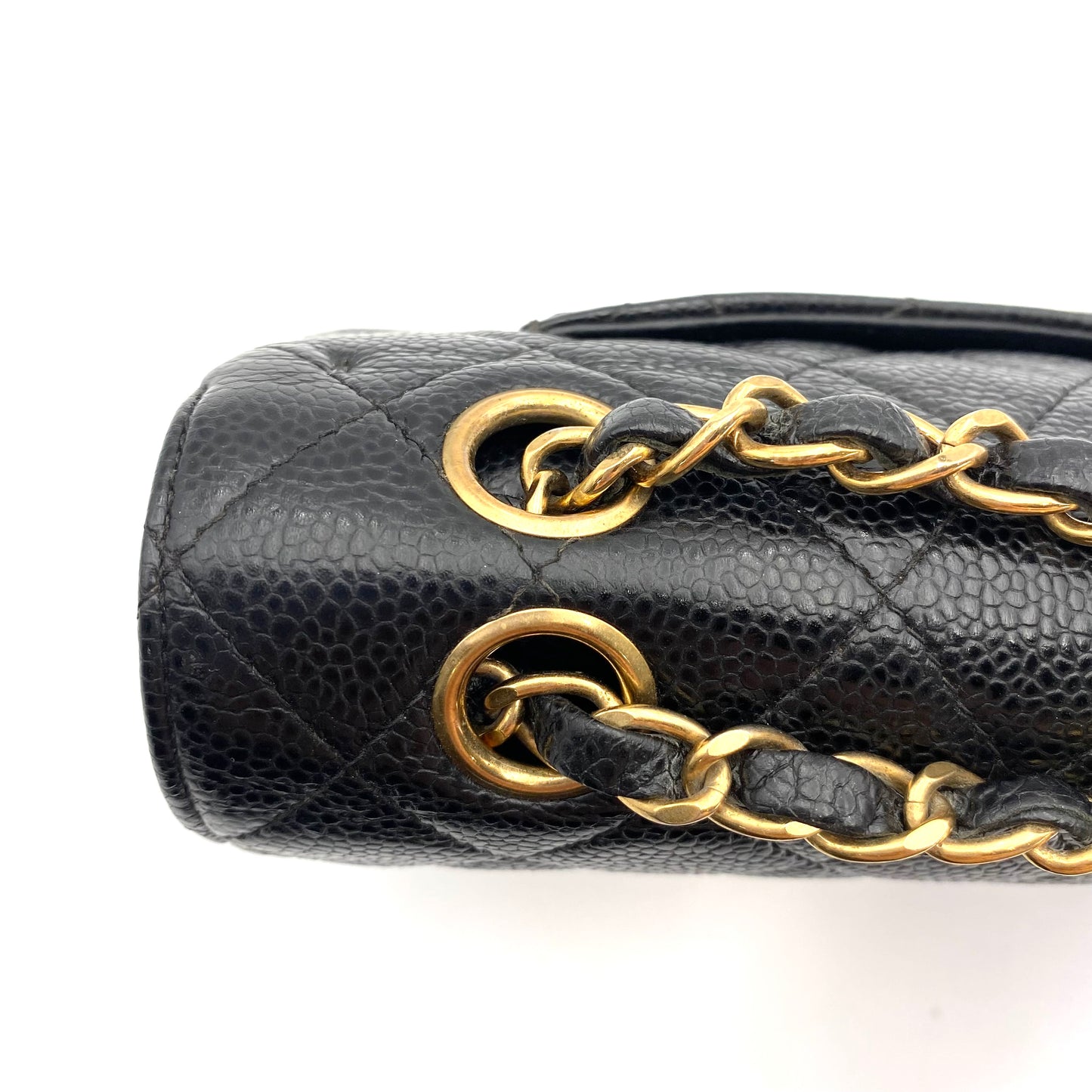 Steffan, Vintage Authentic Chanel 9 series medium classic flap black caviar with seal and card