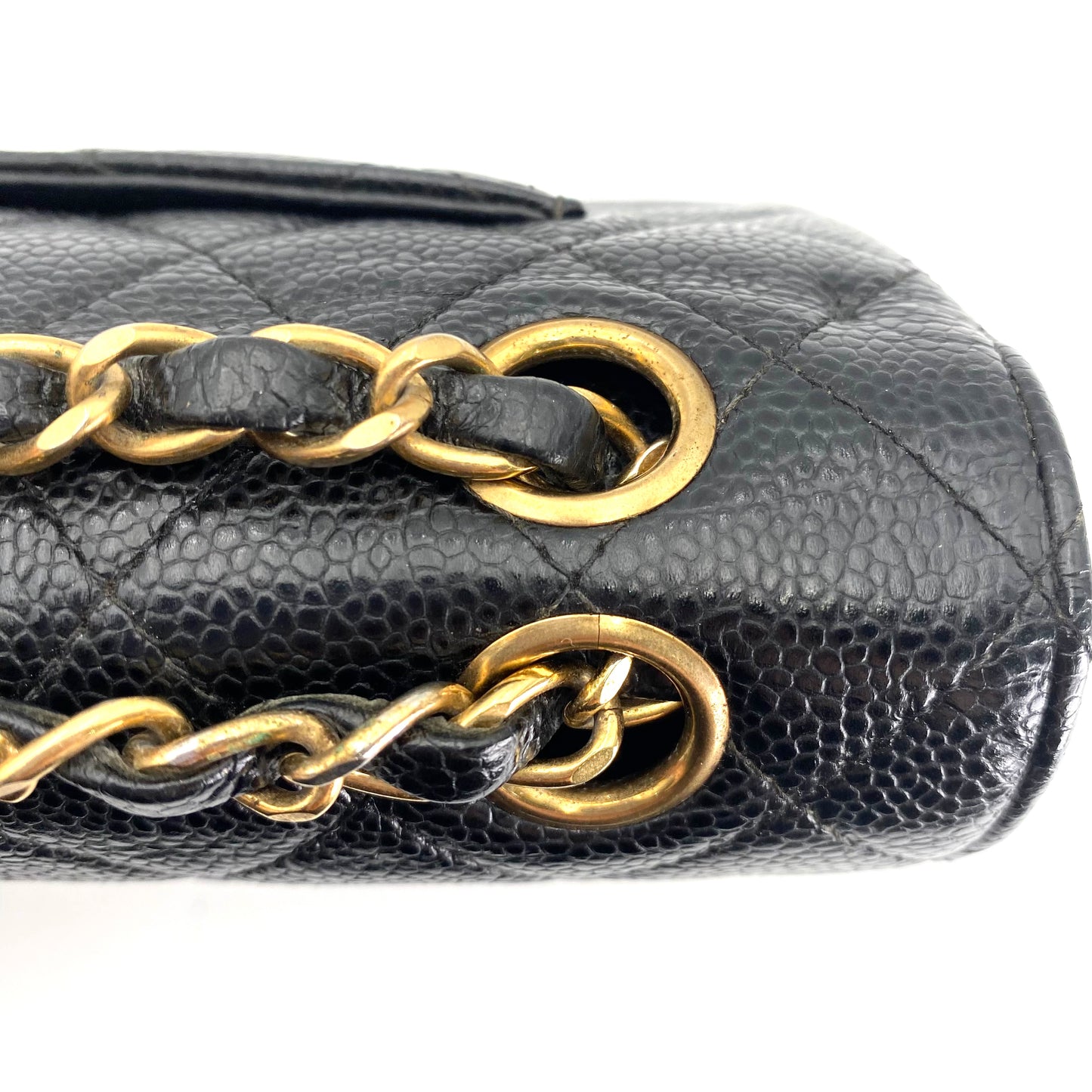 Steffan, Vintage Authentic Chanel 9 series medium classic flap black caviar with seal and card