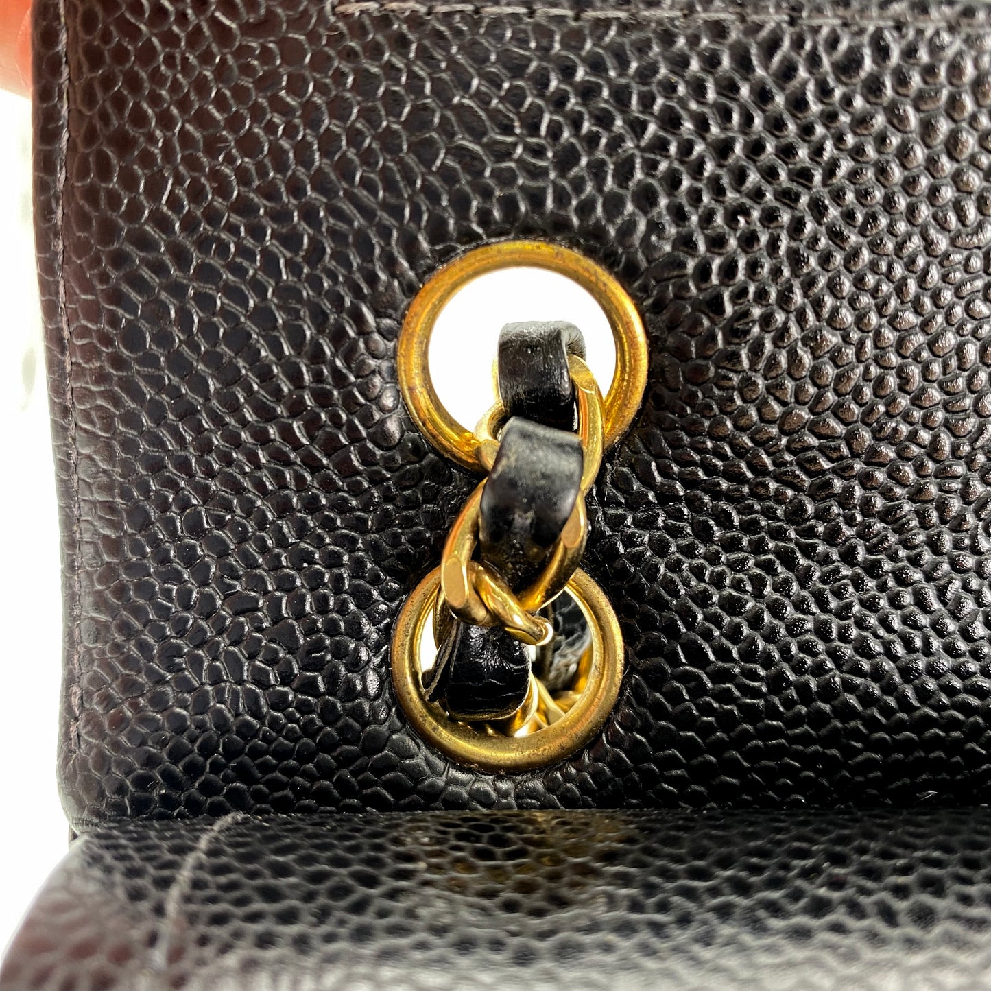 Steffan, Vintage Authentic Chanel 9 series medium classic flap black caviar with seal and card