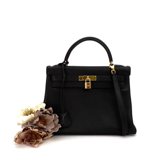 Fike, 1999 Kelly 32 Retourne Black Togo Gold Hardware with stamp □C