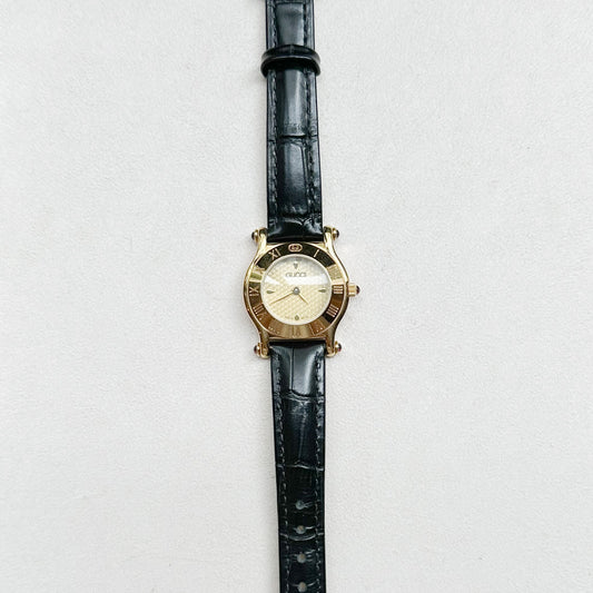 I - GUCCI5 - Gucci 6500L 0046368 GP & leather QZ Champagne