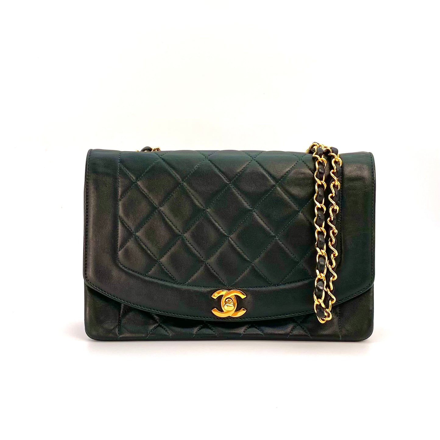 Hoult, 1 Series Medium Diana Dark Green Lambskin with seal and card
