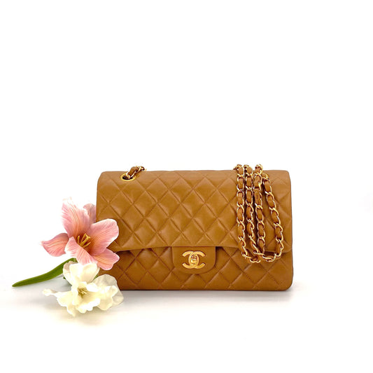 Freddie, 5 Series Medium Classic Flap Brown Lambskin with seal and card