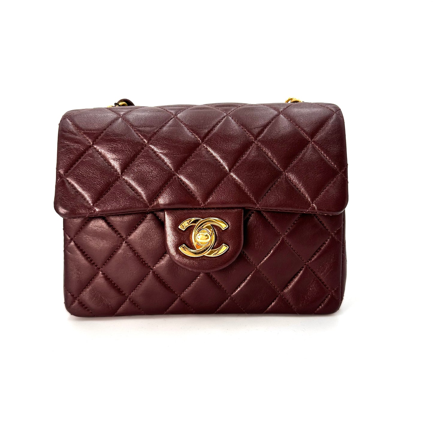 Amado, 3 Series 17cm Mini Square Bordeaux Lambskin with seal and card