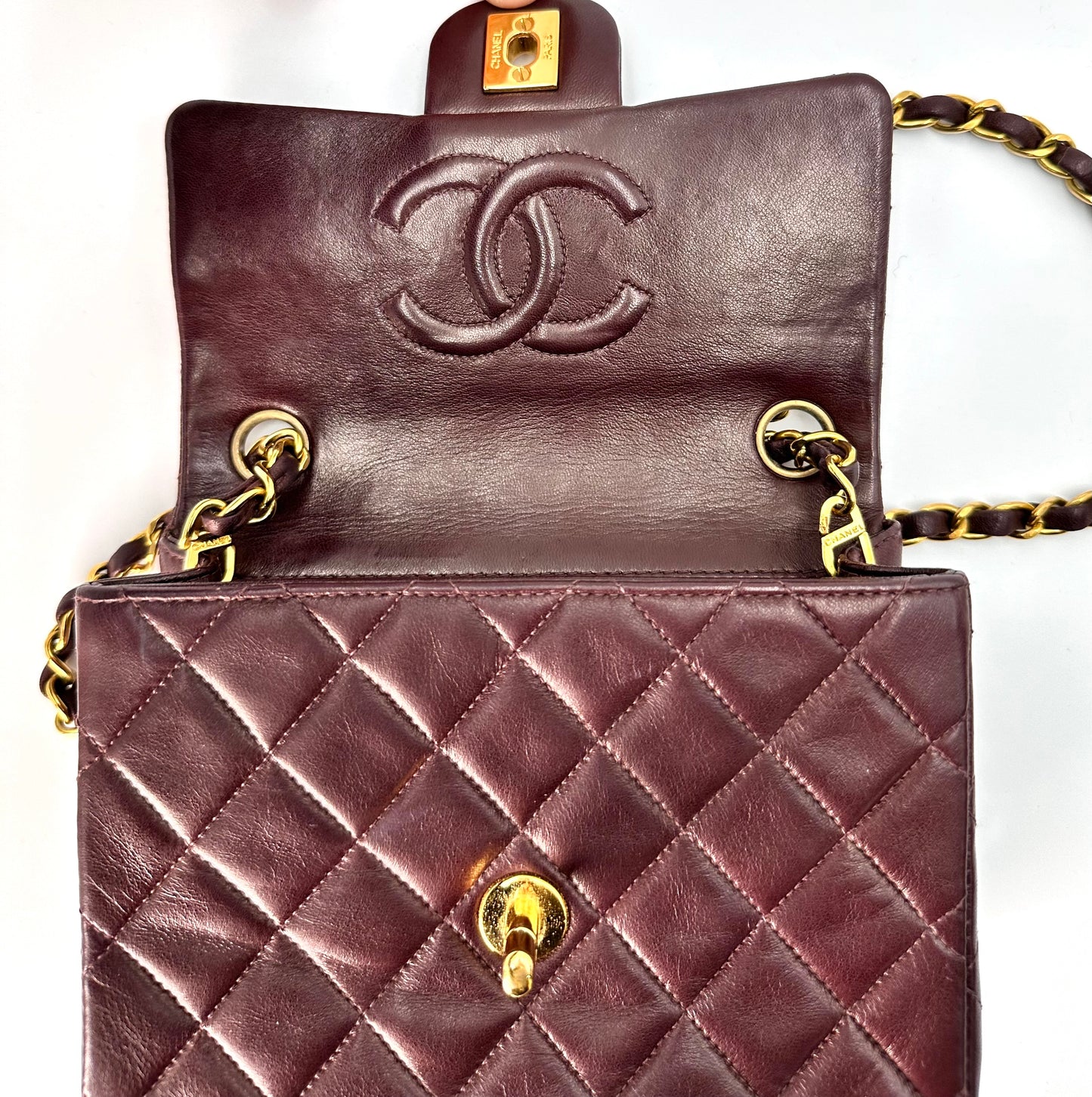 Amado, 3 Series 17cm Mini Square Bordeaux Lambskin with seal and card