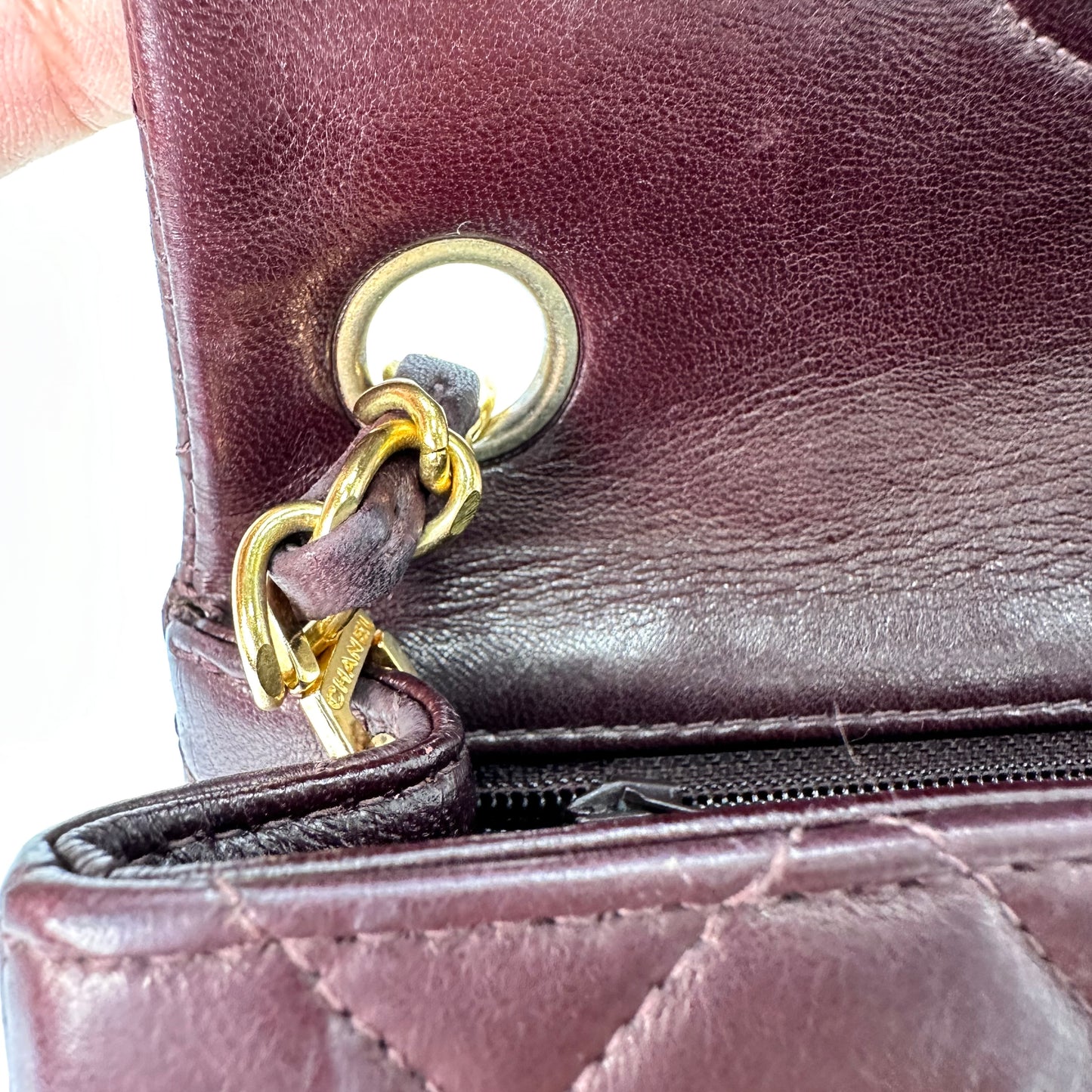 Amado, 3 Series 17cm Mini Square Bordeaux Lambskin with seal and card