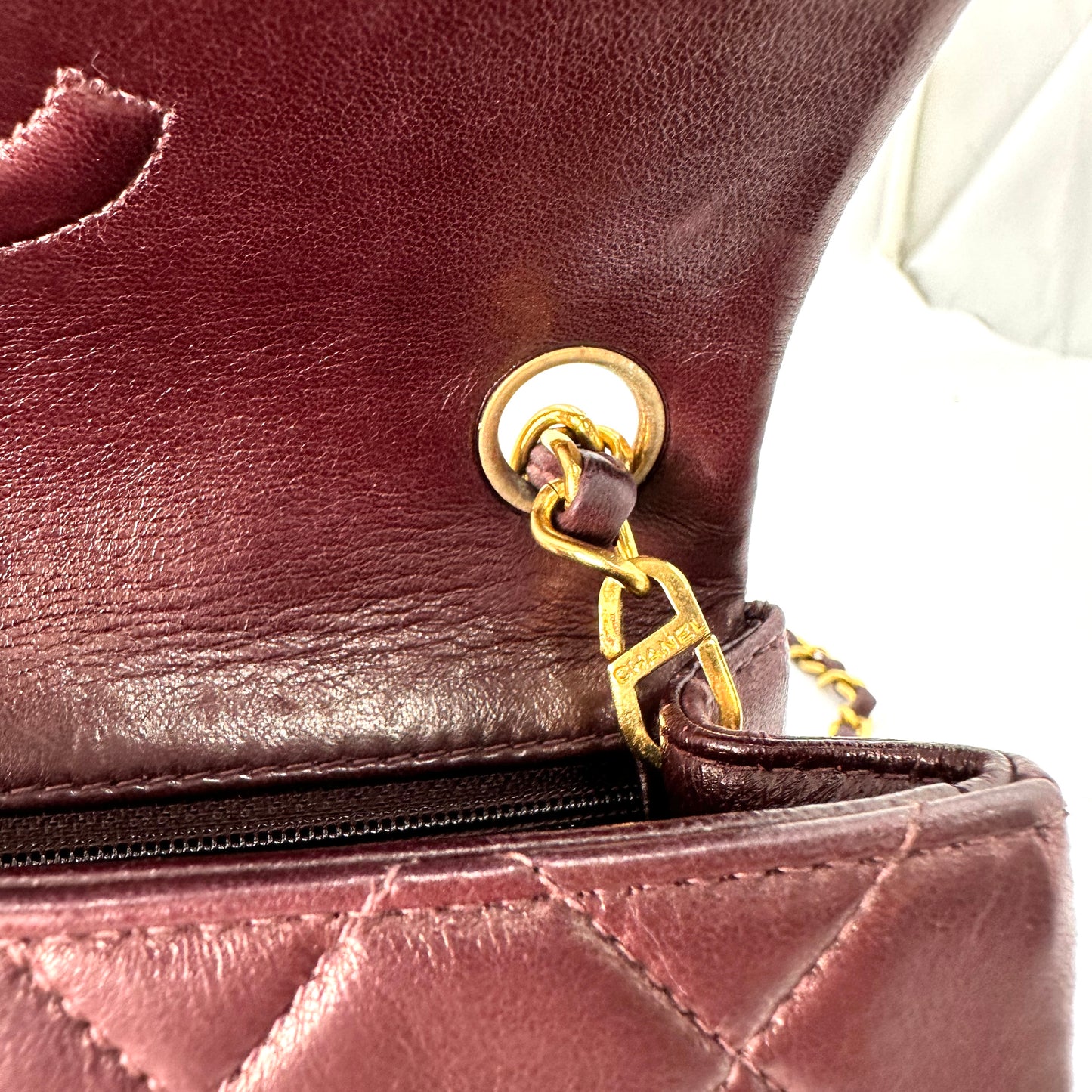 Amado, 3 Series 17cm Mini Square Bordeaux Lambskin with seal and card