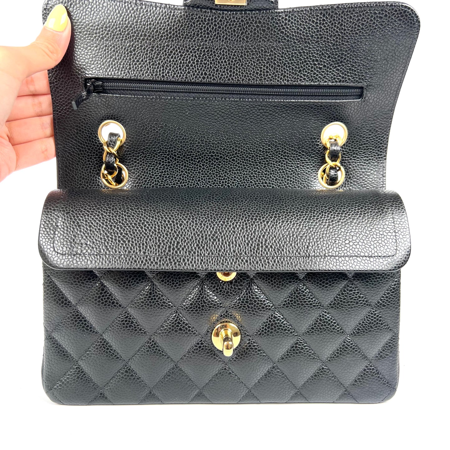 Charlize, Small Classic Flap Black Caviar