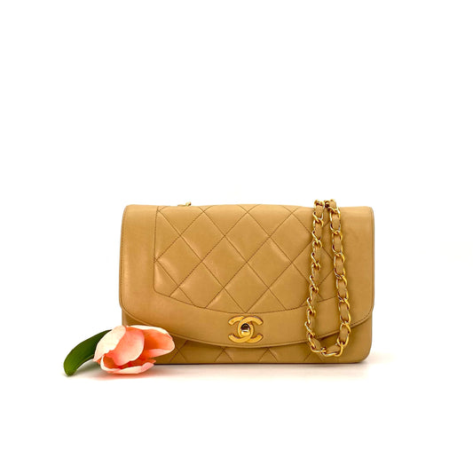 Banksy, 2 Series Small Diana Beige Lambskin with seal and card