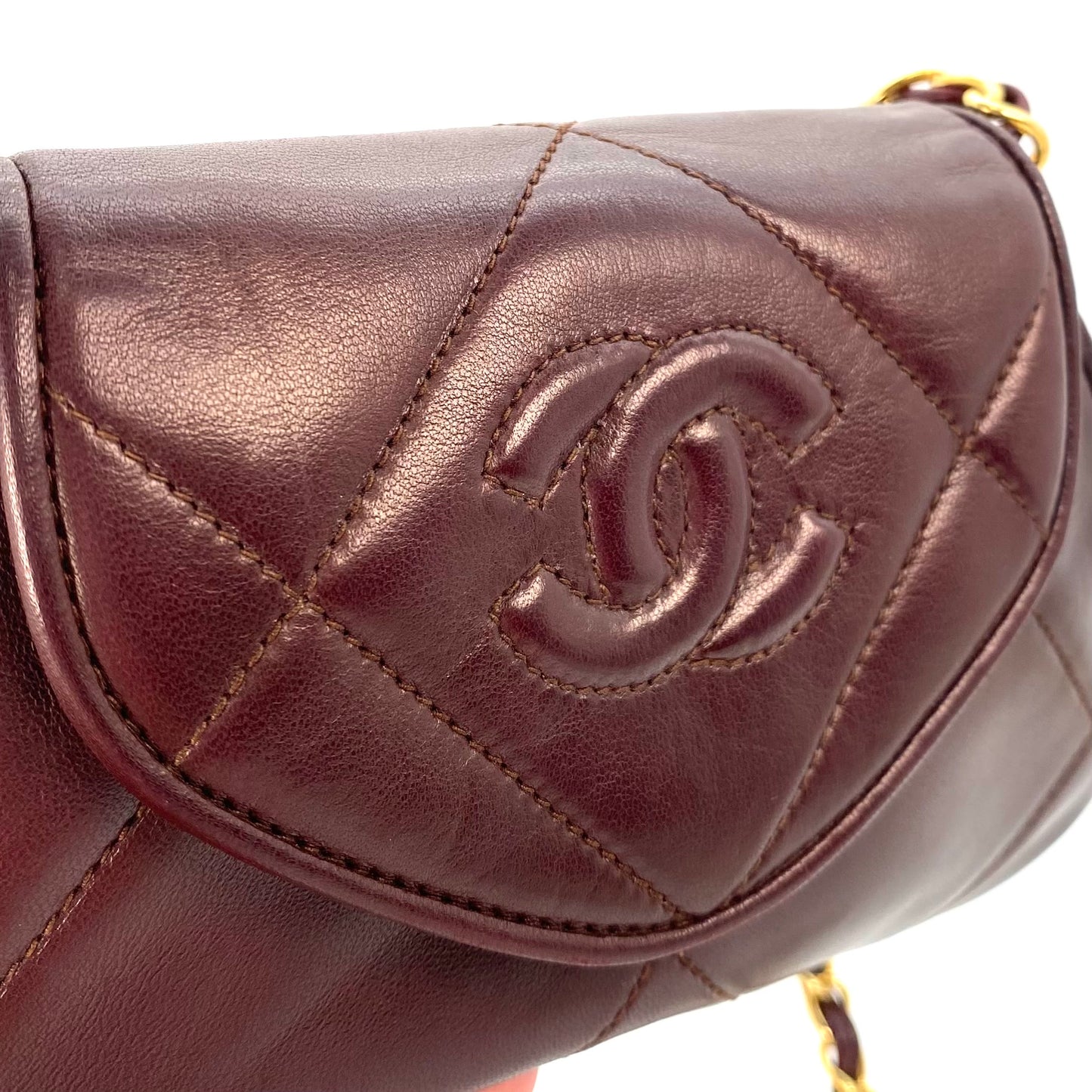 Palvin, 1 Series Brown Lambskin Trapezoid Dumpling Flap with seal and card