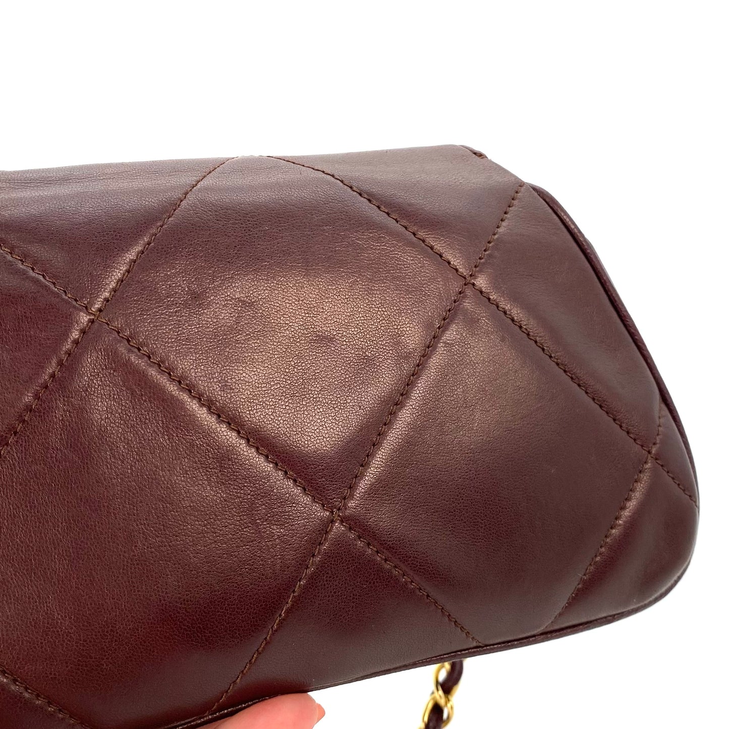 Palvin, 1 Series Brown Lambskin Trapezoid Dumpling Flap with seal and card