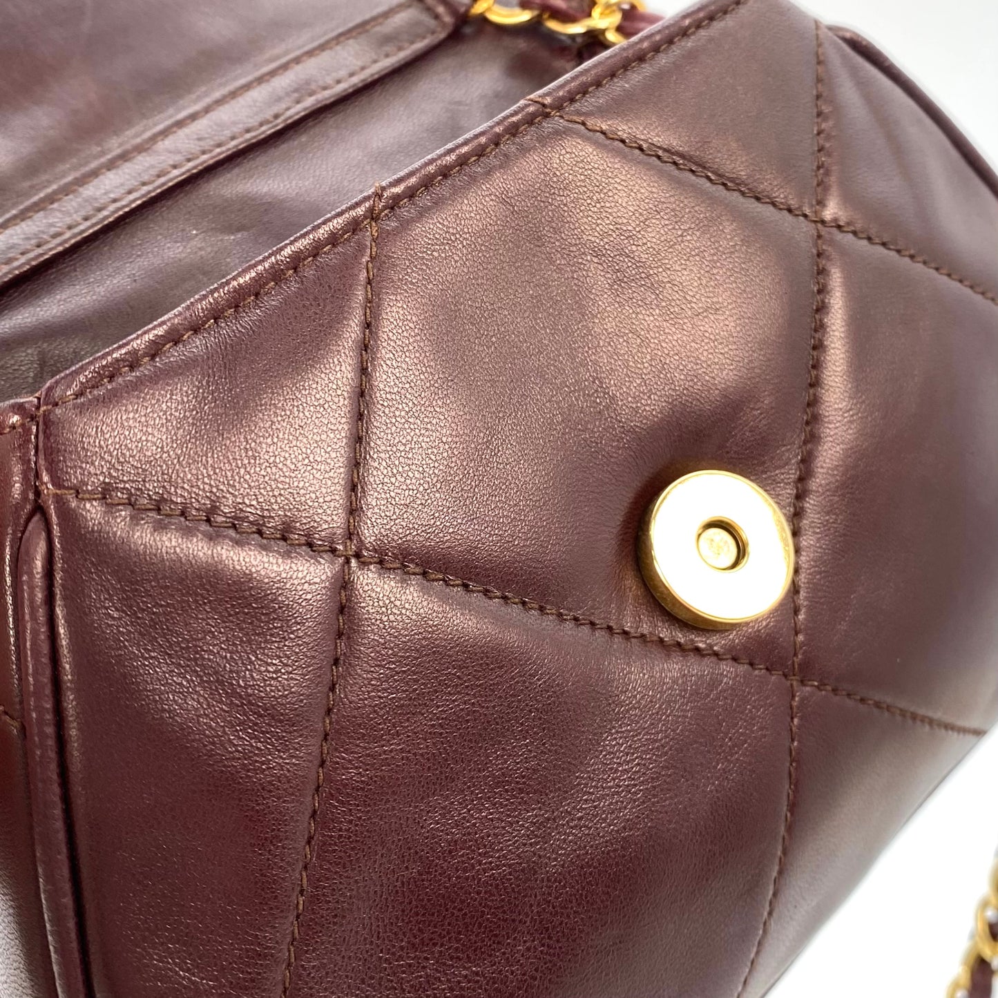 Palvin, 1 Series Brown Lambskin Trapezoid Dumpling Flap with seal and card