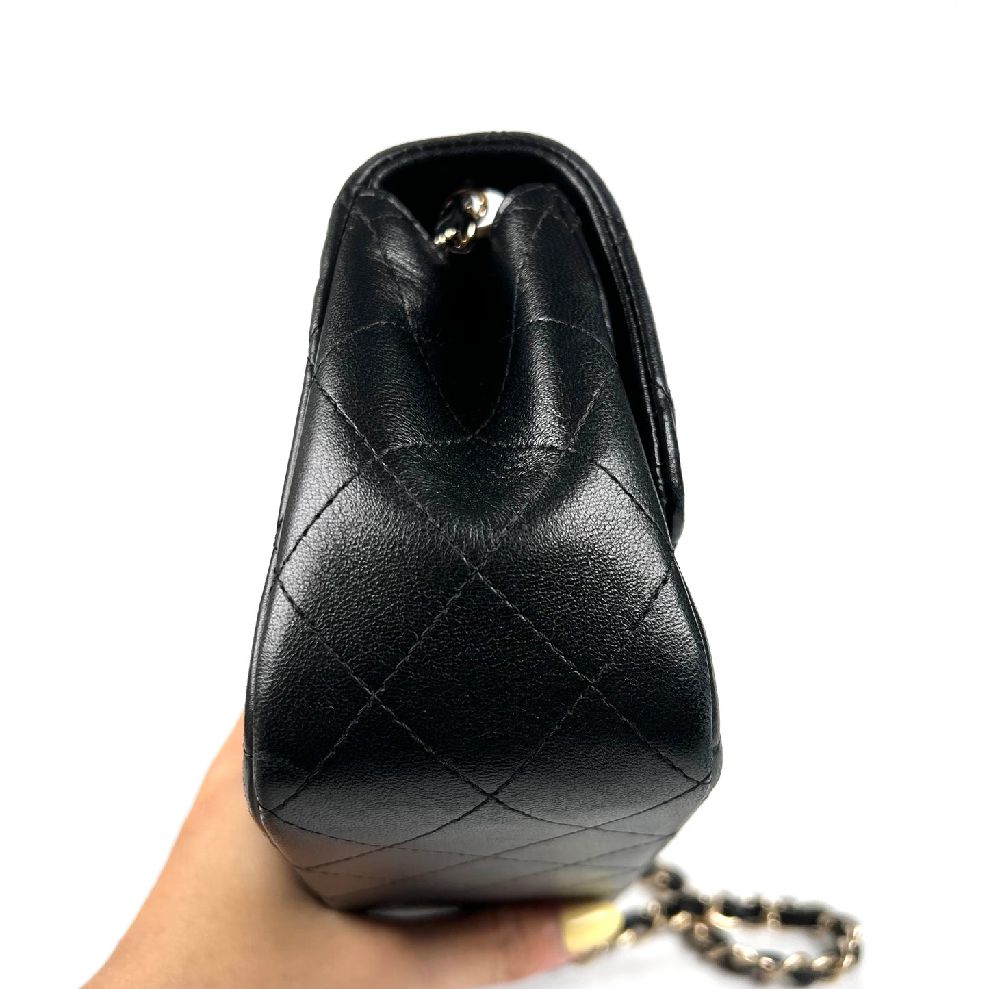 Berry, 2 Series Square 17cm Black Champagne Light Lambskin with seal and card