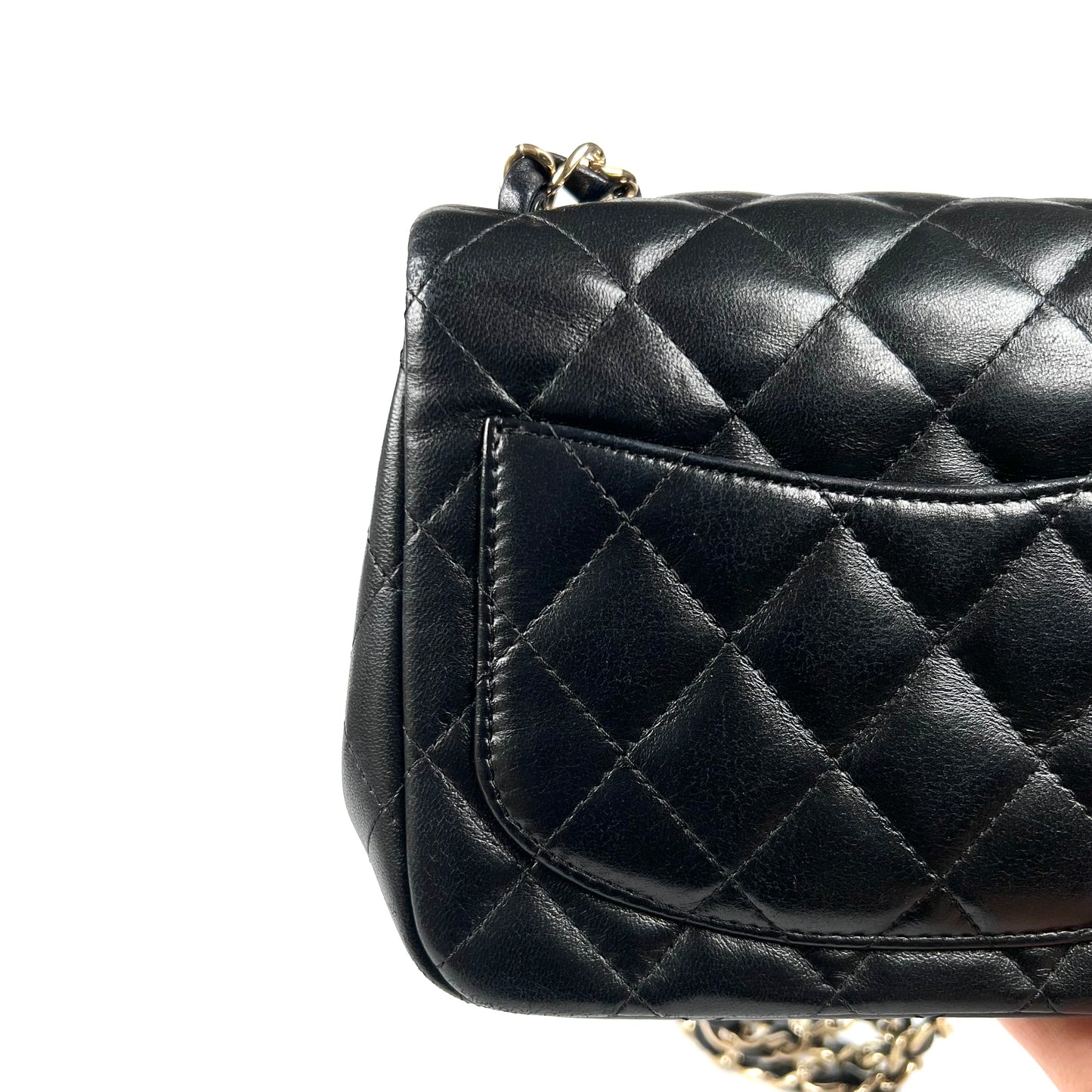 Berry, 2 Series Square 17cm Black Champagne Light Lambskin with seal and card