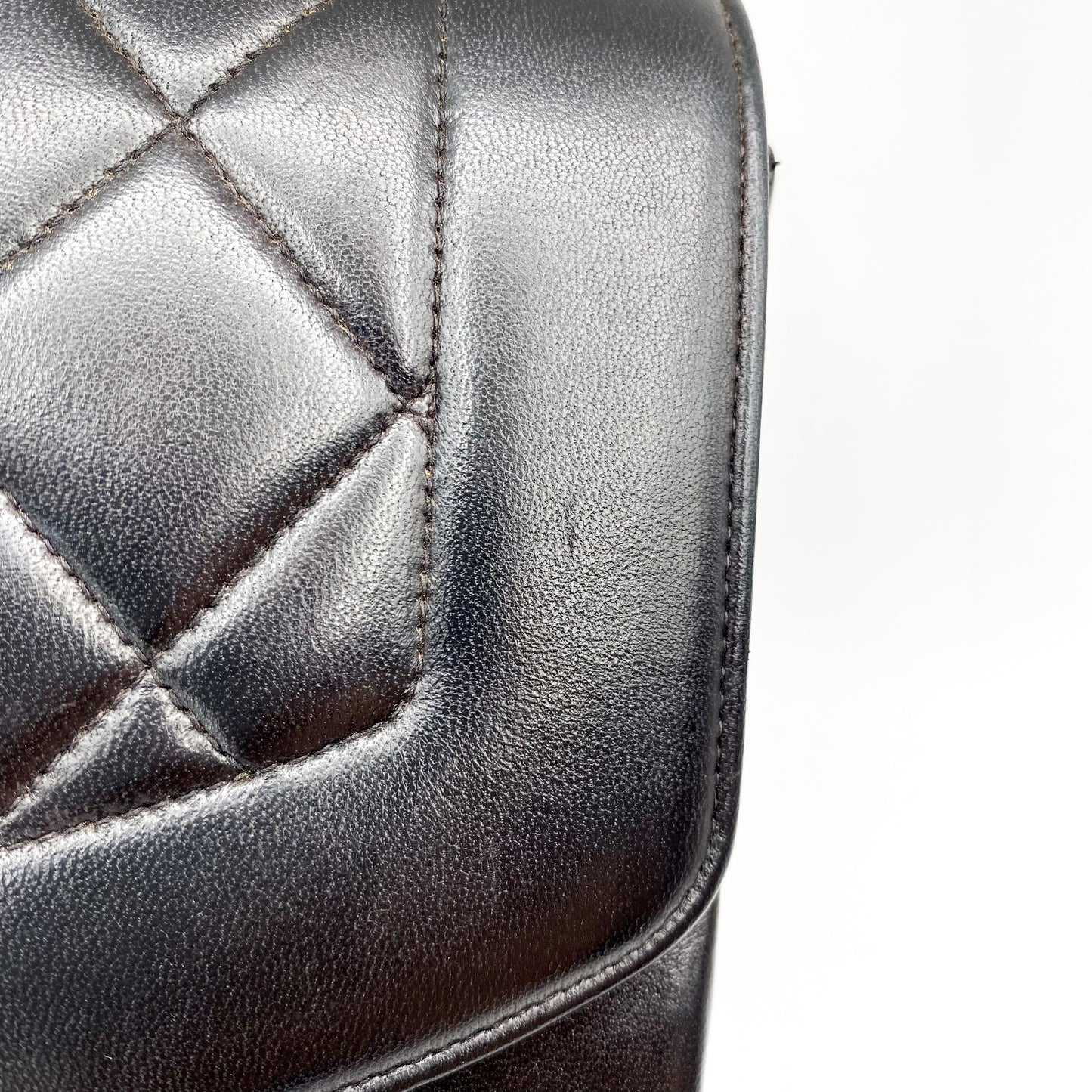 Henrik, Vintage Authentic Chanel 3 series small black lambskin diana with seal only