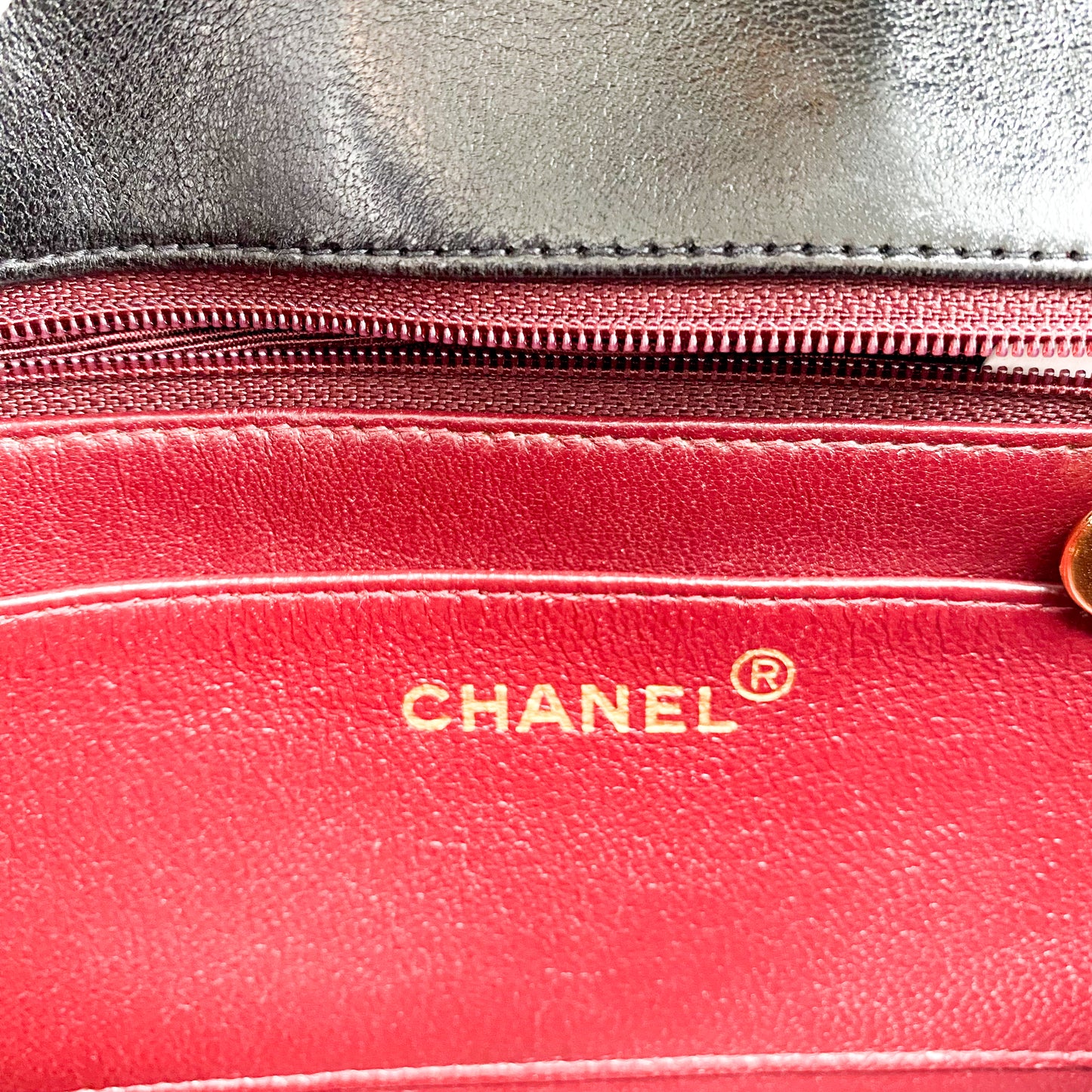 Henrik, Vintage Authentic Chanel 3 series small black lambskin diana with seal only