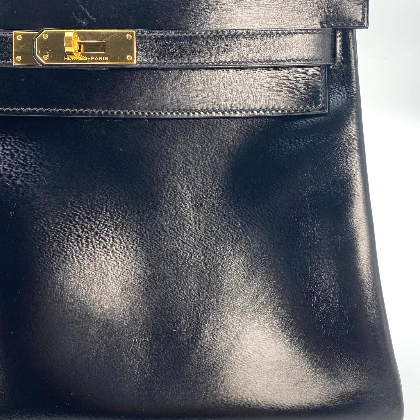 Alza, 1984 Kelly 32 Box Calf Black 2way with stamp 〇N