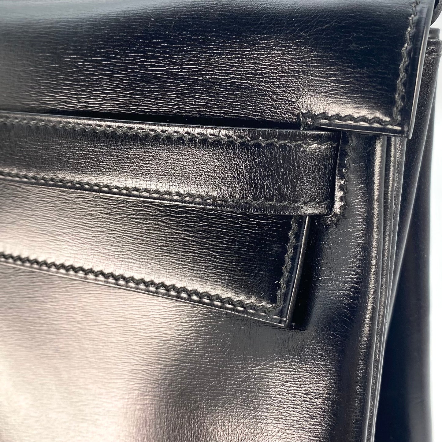 Alza, 1984 Kelly 32 Box Calf Black 2way with stamp 〇N