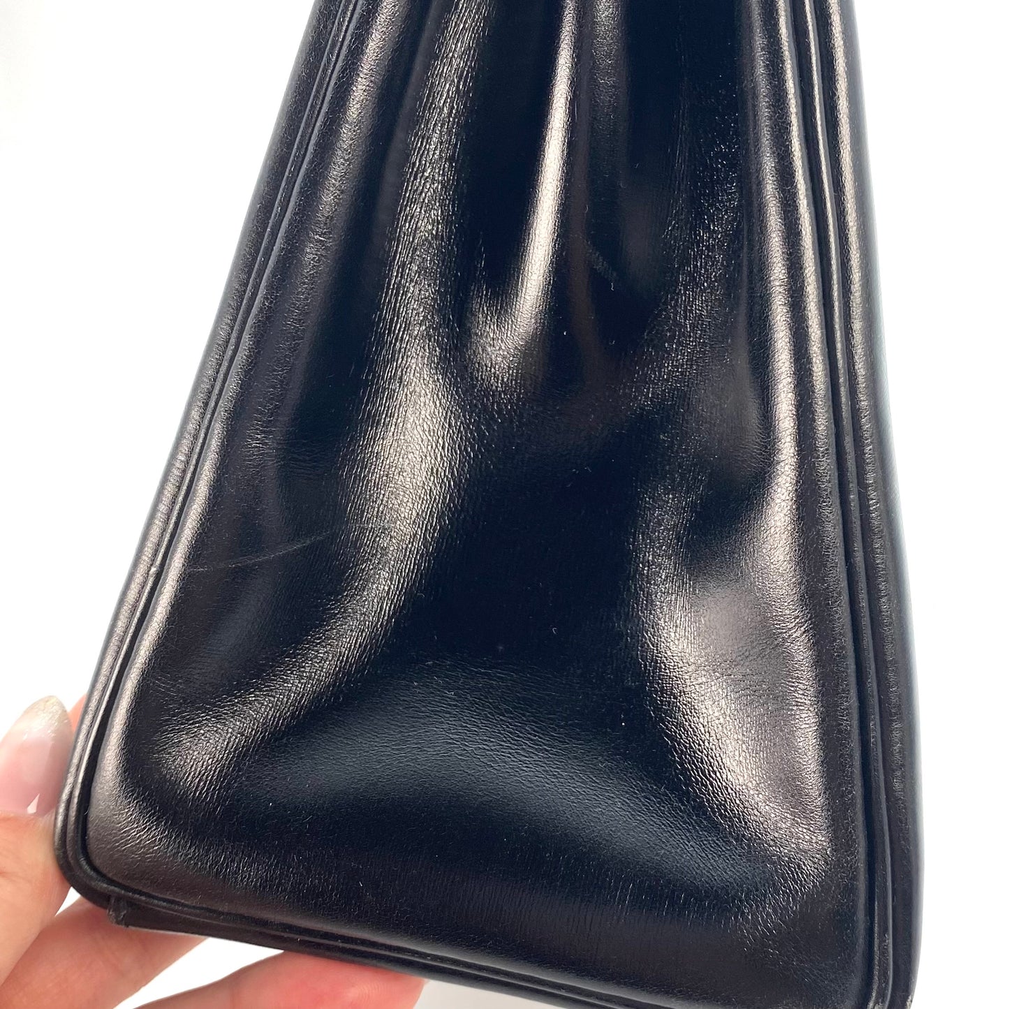 Alza, 1984 Kelly 32 Box Calf Black 2way with stamp 〇N