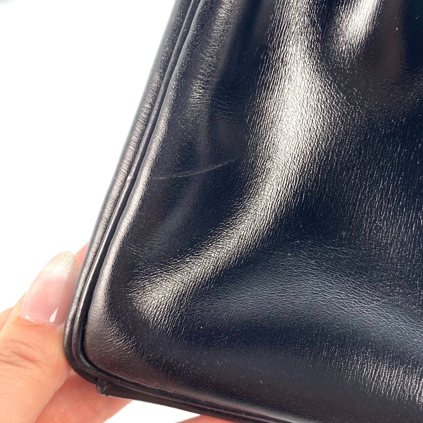 Alza, 1984 Kelly 32 Box Calf Black 2way with stamp 〇N