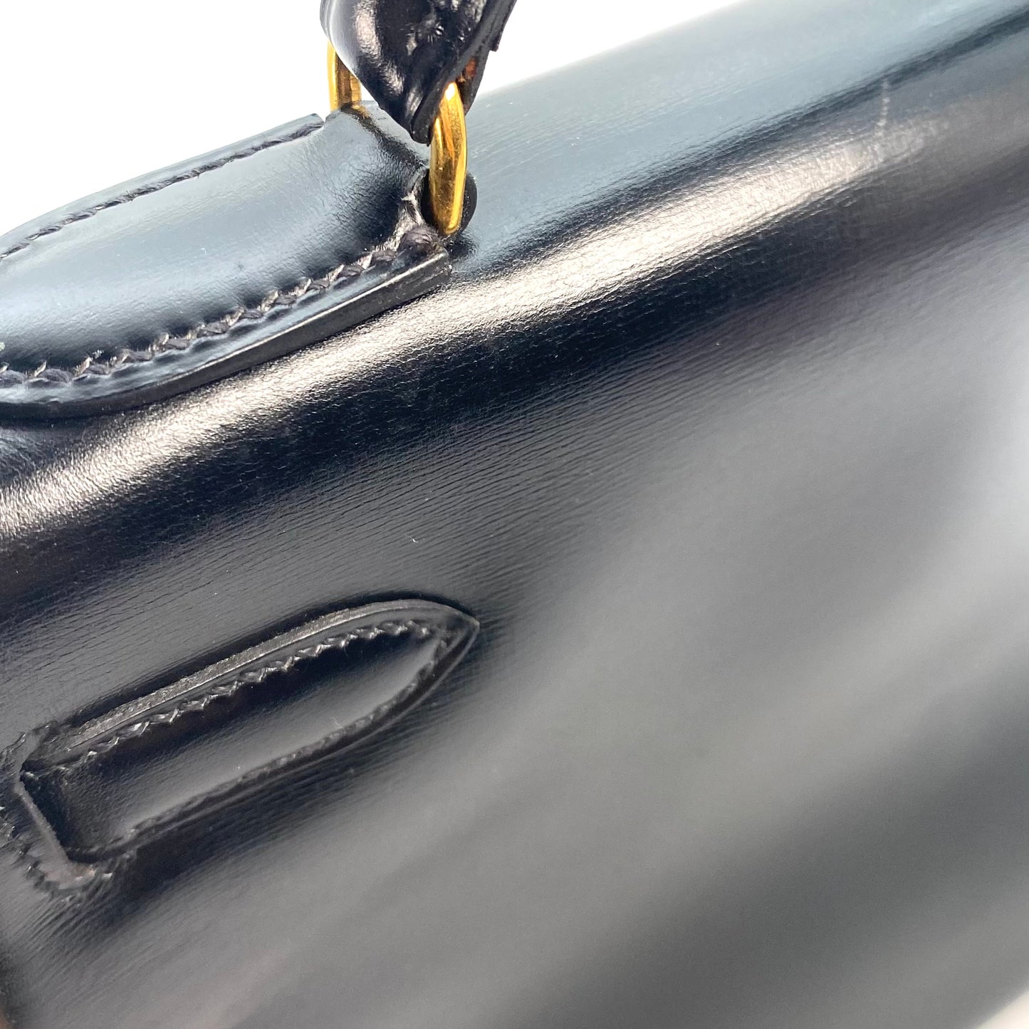 Alza, 1984 Kelly 32 Box Calf Black 2way with stamp 〇N