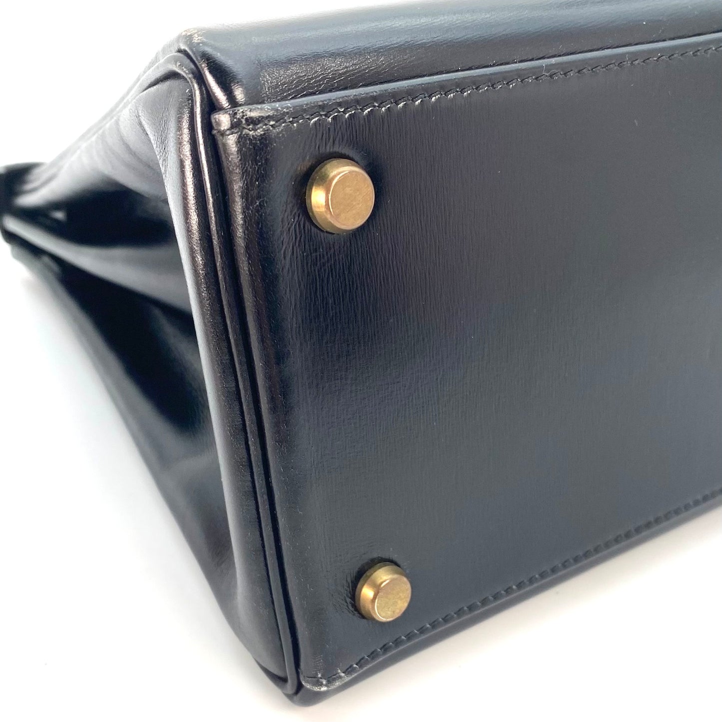 Alza, 1984 Kelly 32 Box Calf Black 2way with stamp 〇N
