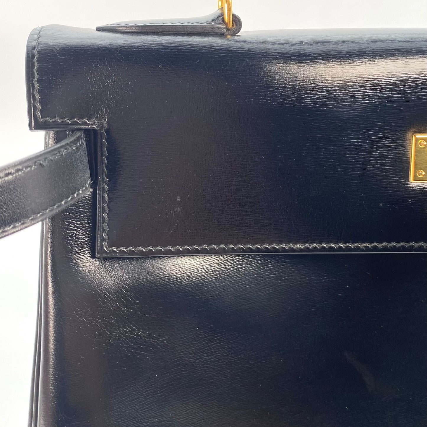 Alza, 1984 Kelly 32 Box Calf Black 2way with stamp 〇N