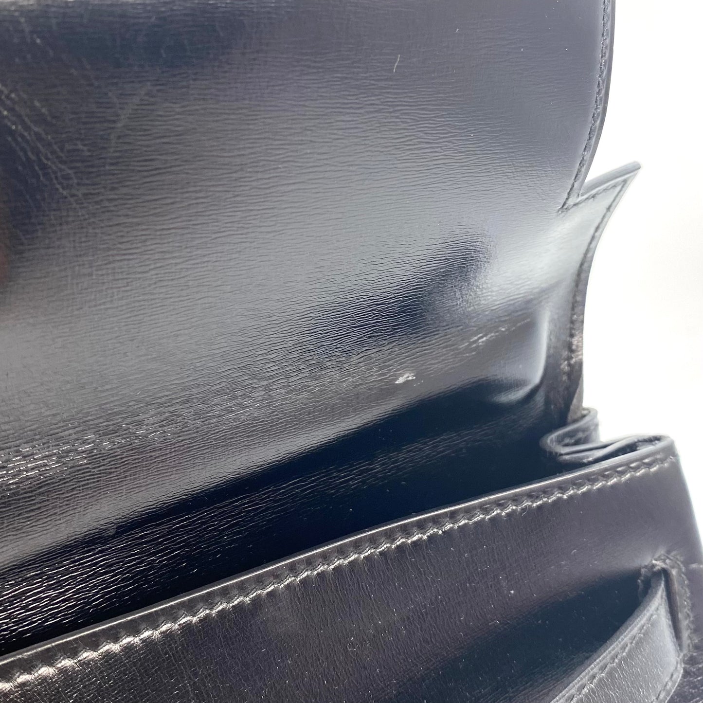 Alza, 1984 Kelly 32 Box Calf Black 2way with stamp 〇N