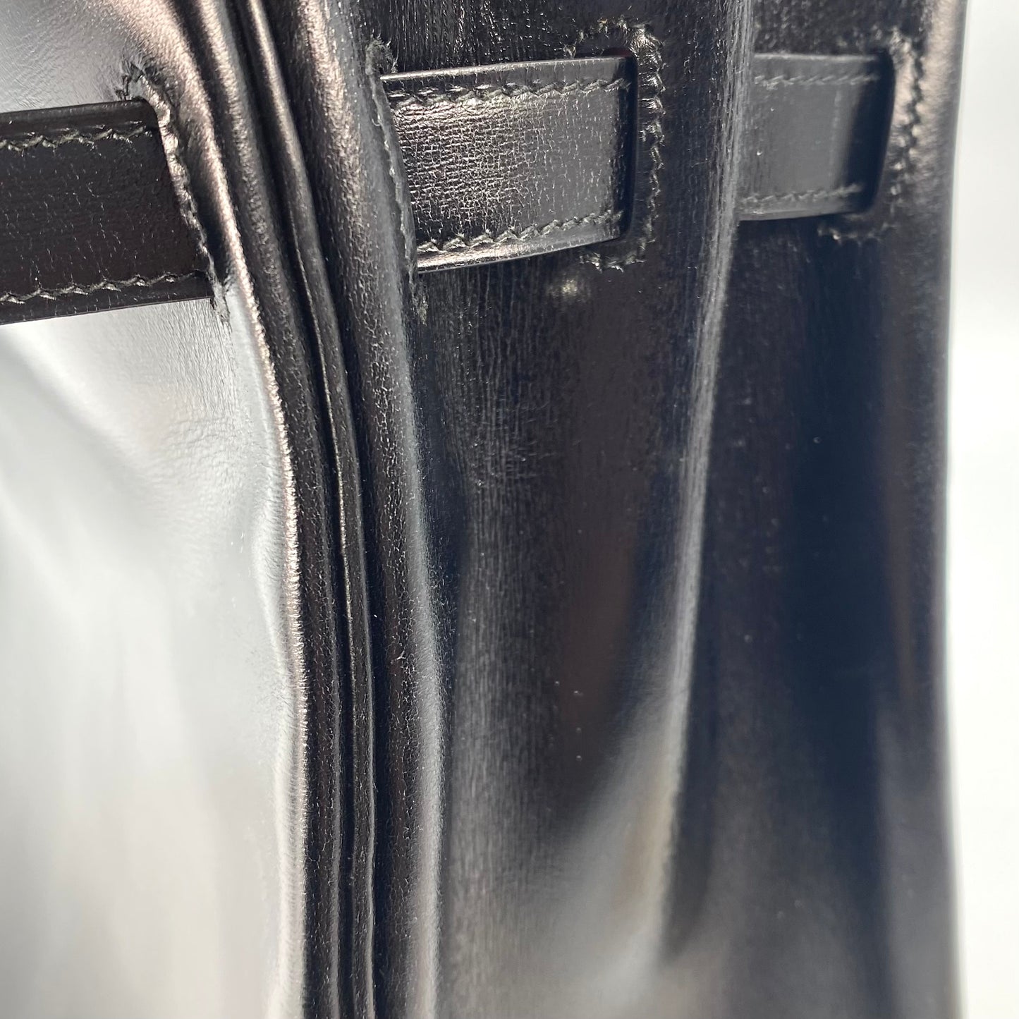 Alza, 1984 Kelly 32 Box Calf Black 2way with stamp 〇N