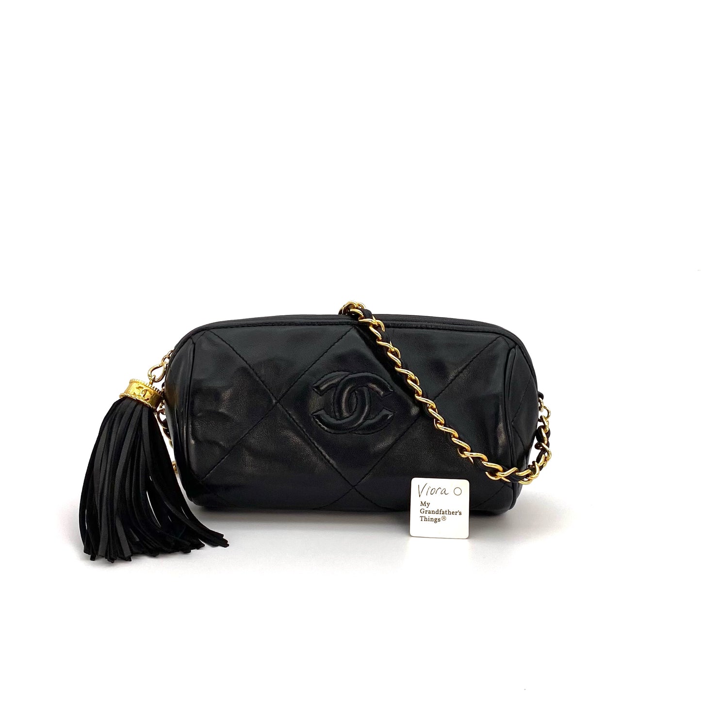 Viora, 0 Series Fringe Black Lambskin "pencil case" with seal only
