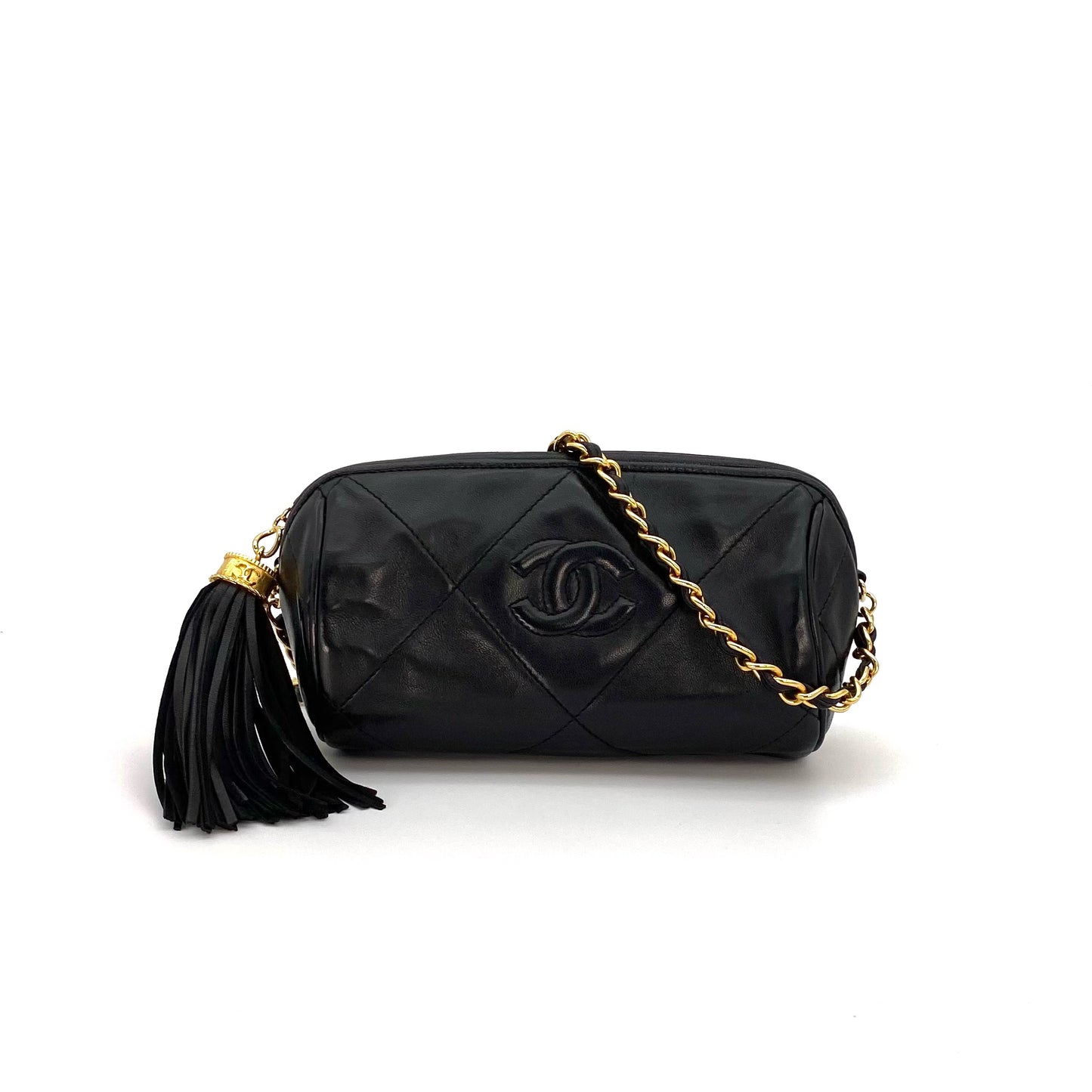 Viora, 0 Series Fringe Black Lambskin "pencil case" with seal only