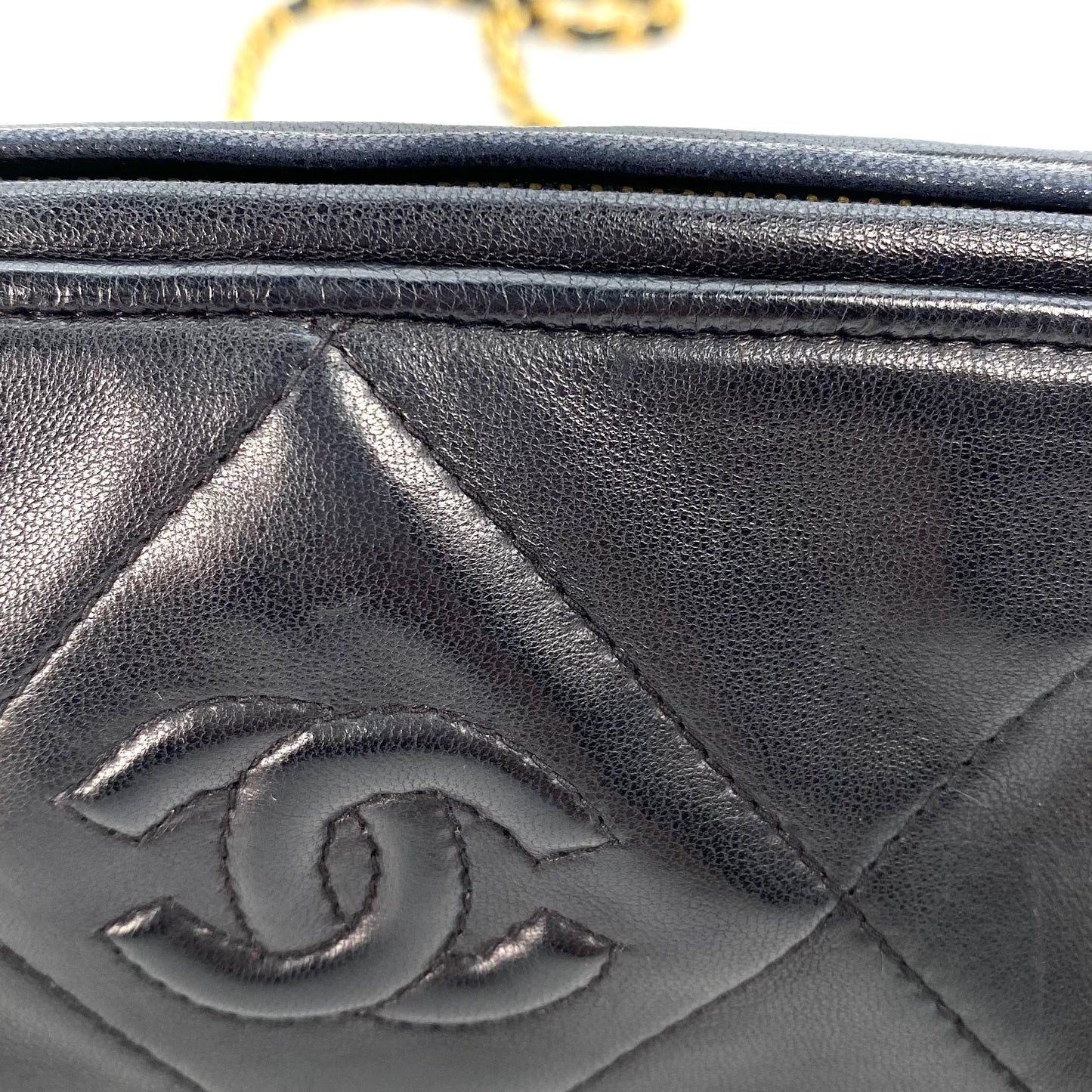 Viora, 0 Series Fringe Black Lambskin "pencil case" with seal only