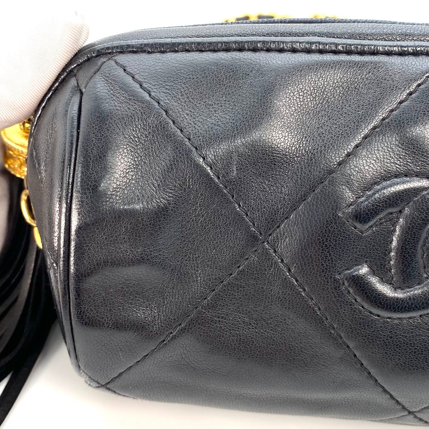 Viora, 0 Series Fringe Black Lambskin "pencil case" with seal only