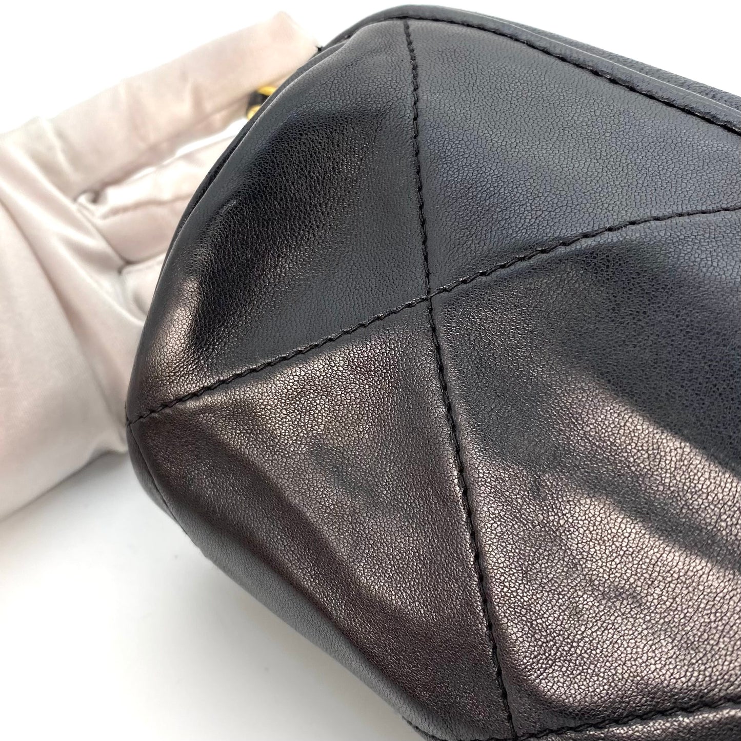 Viora, 0 Series Fringe Black Lambskin "pencil case" with seal only