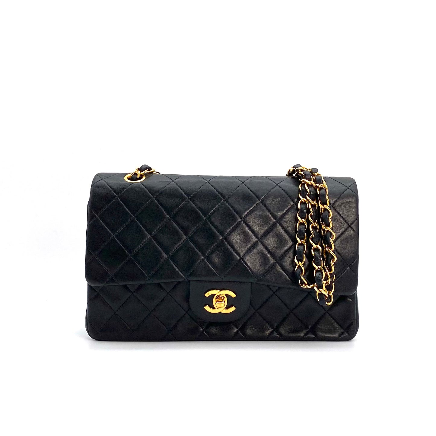 Nixi, 2 Series Classic Flap 25 Black Lambskin with seal and card