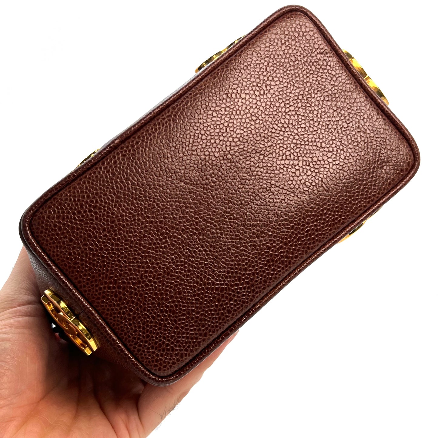 Tripp, 3 Series Brown caviar bucket bag with seal and card